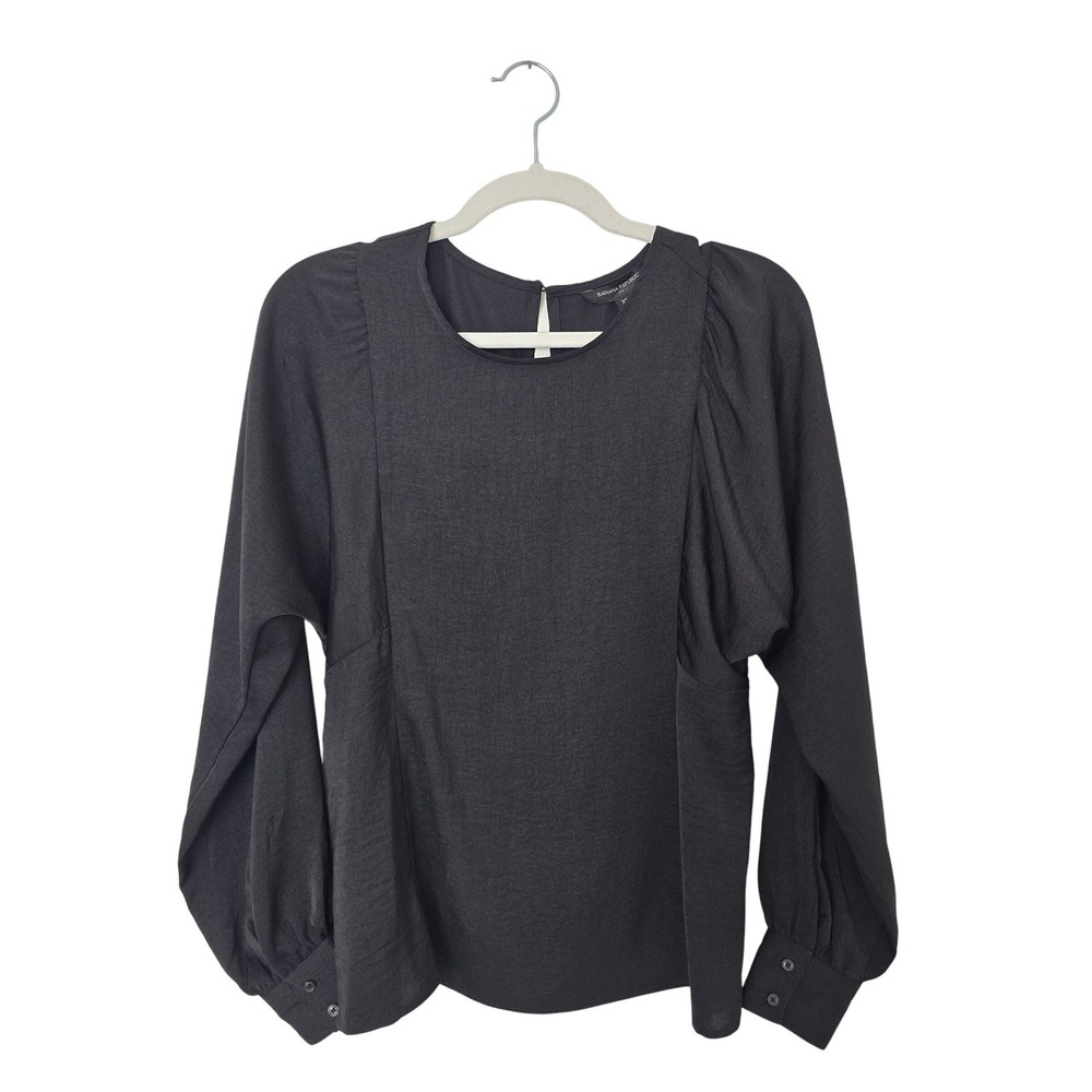 Banana Republic Blouse Women XS Black NWT Puff Sleeve Long Sleeve‎ Office Work